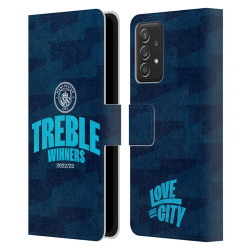 Manchester City Man City FC 2023 Treble Winners Graphics Leather Book Wallet Case Cover For Samsung Galaxy A52 / A52s / 5G (2021)