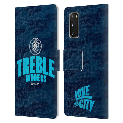 Manchester City Man City FC 2023 Treble Winners Graphics Leather Book Wallet Case Cover For Samsung Galaxy S20 / S20 5G