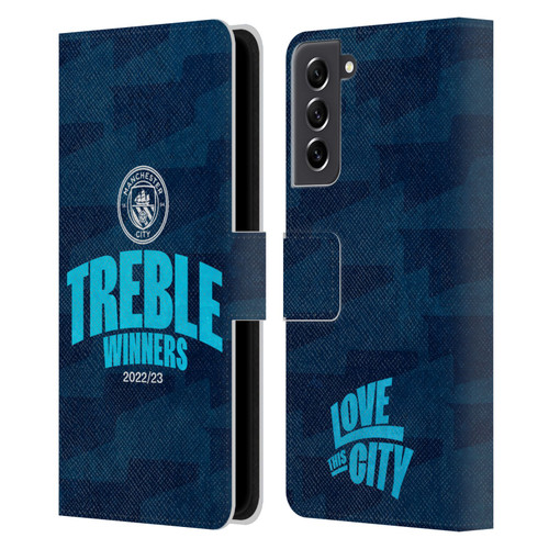 Manchester City Man City FC 2023 Treble Winners Graphics Leather Book Wallet Case Cover For Samsung Galaxy S21 FE 5G