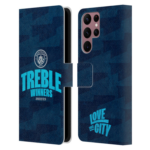 Manchester City Man City FC 2023 Treble Winners Graphics Leather Book Wallet Case Cover For Samsung Galaxy S22 Ultra 5G