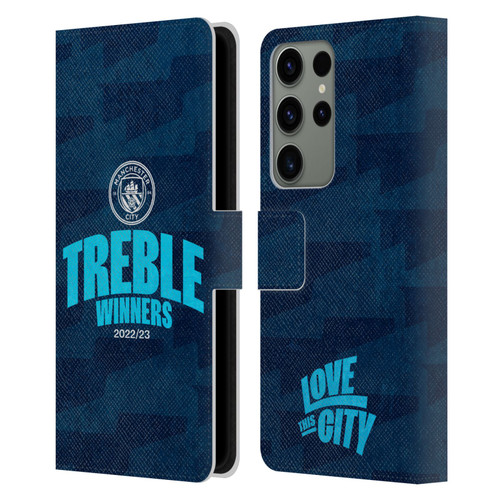 Manchester City Man City FC 2023 Treble Winners Graphics Leather Book Wallet Case Cover For Samsung Galaxy S23 Ultra 5G