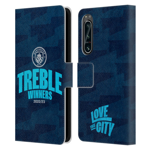 Manchester City Man City FC 2023 Treble Winners Graphics Leather Book Wallet Case Cover For Sony Xperia 5 IV