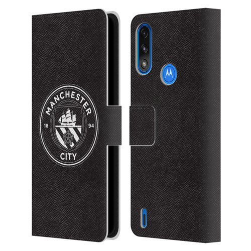 Manchester City Man City FC Badge Black White Mono Leather Book Wallet Case Cover For Motorola Moto E7 Power / Moto E7i Power