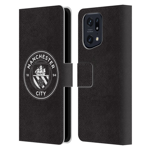 Manchester City Man City FC Badge Black White Mono Leather Book Wallet Case Cover For OPPO Find X5 Pro