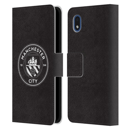 Manchester City Man City FC Badge Black White Mono Leather Book Wallet Case Cover For Samsung Galaxy A01 Core (2020)