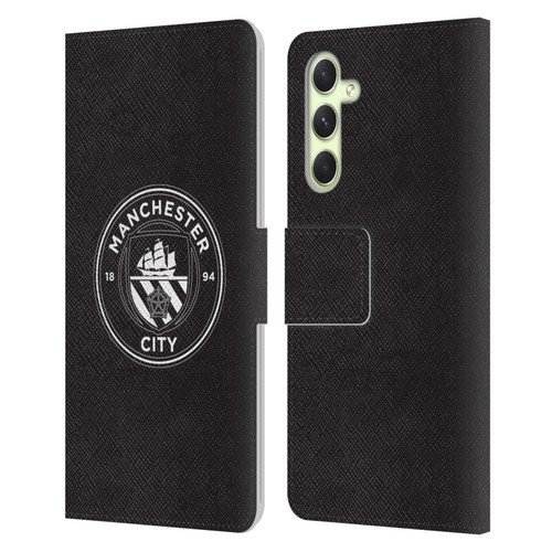 Manchester City Man City FC Badge Black White Mono Leather Book Wallet Case Cover For Samsung Galaxy A54 5G