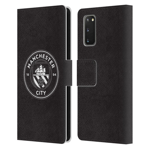 Manchester City Man City FC Badge Black White Mono Leather Book Wallet Case Cover For Samsung Galaxy S20 / S20 5G
