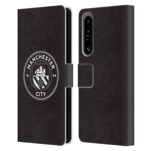 Manchester City Man City FC Badge Black White Mono Leather Book Wallet Case Cover For Sony Xperia 1 IV
