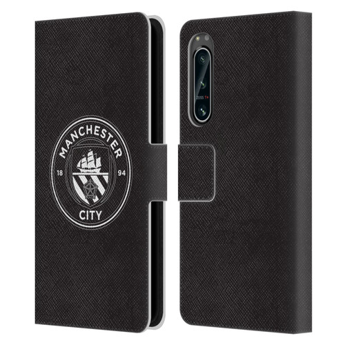 Manchester City Man City FC Badge Black White Mono Leather Book Wallet Case Cover For Sony Xperia 5 IV