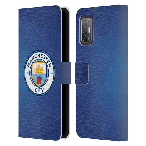 Manchester City Man City FC Badge Geometric Obsidian Full Colour Leather Book Wallet Case Cover For HTC Desire 21 Pro 5G