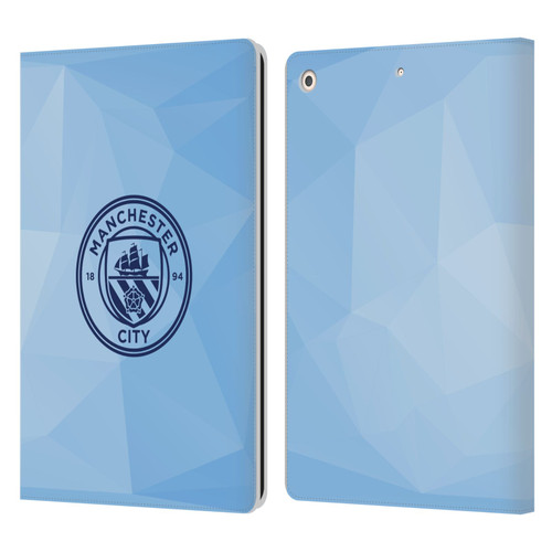 Manchester City Man City FC Badge Geometric Blue Obsidian Mono Leather Book Wallet Case Cover For Apple iPad 10.2 2019/2020/2021
