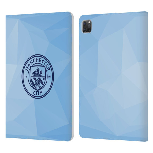 Manchester City Man City FC Badge Geometric Blue Obsidian Mono Leather Book Wallet Case Cover For Apple iPad Pro 11 2020 / 2021 / 2022