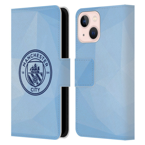 Manchester City Man City FC Badge Geometric Blue Obsidian Mono Leather Book Wallet Case Cover For Apple iPhone 13 Mini