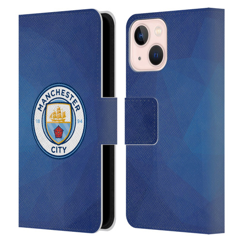 Manchester City Man City FC Badge Geometric Obsidian Full Colour Leather Book Wallet Case Cover For Apple iPhone 13 Mini