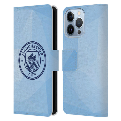 Manchester City Man City FC Badge Geometric Blue Obsidian Mono Leather Book Wallet Case Cover For Apple iPhone 13 Pro