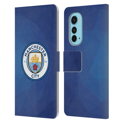 Manchester City Man City FC Badge Geometric Obsidian Full Colour Leather Book Wallet Case Cover For Motorola Edge (2022)