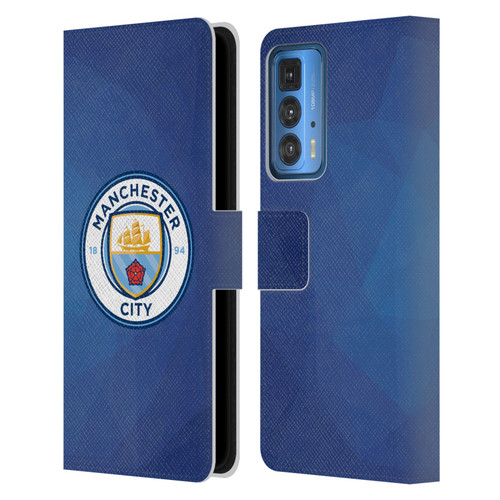 Manchester City Man City FC Badge Geometric Obsidian Full Colour Leather Book Wallet Case Cover For Motorola Edge 20 Pro