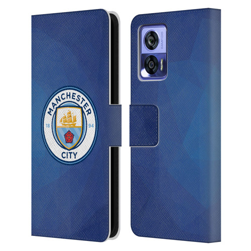 Manchester City Man City FC Badge Geometric Obsidian Full Colour Leather Book Wallet Case Cover For Motorola Edge 30 Neo 5G