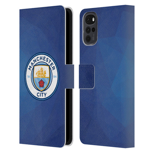Manchester City Man City FC Badge Geometric Obsidian Full Colour Leather Book Wallet Case Cover For Motorola Moto G22