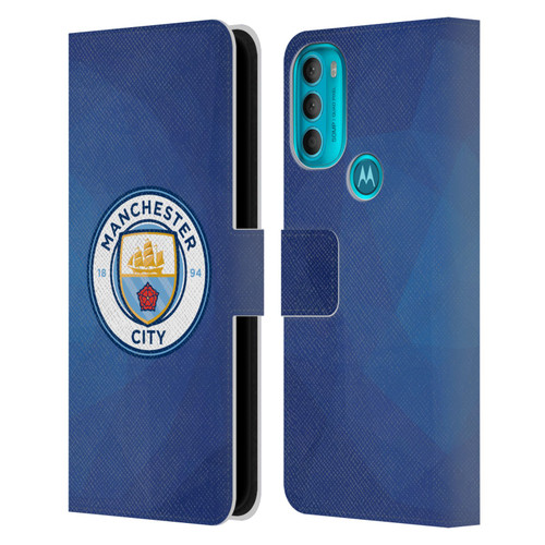 Manchester City Man City FC Badge Geometric Obsidian Full Colour Leather Book Wallet Case Cover For Motorola Moto G71 5G