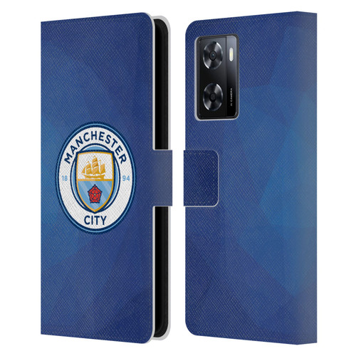 Manchester City Man City FC Badge Geometric Obsidian Full Colour Leather Book Wallet Case Cover For OPPO A57s