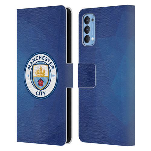 Manchester City Man City FC Badge Geometric Obsidian Full Colour Leather Book Wallet Case Cover For OPPO Reno 4 5G