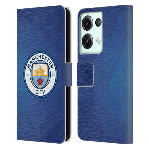 Manchester City Man City FC Badge Geometric Obsidian Full Colour Leather Book Wallet Case Cover For OPPO Reno8 Pro