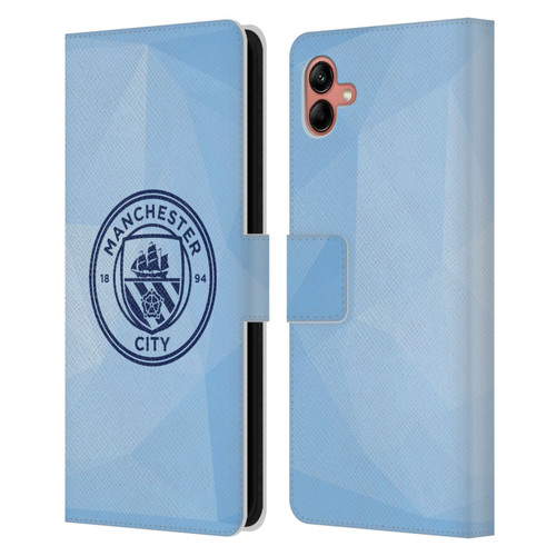 Manchester City Man City FC Badge Geometric Blue Obsidian Mono Leather Book Wallet Case Cover For Samsung Galaxy A04 (2022)