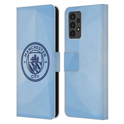 Manchester City Man City FC Badge Geometric Blue Obsidian Mono Leather Book Wallet Case Cover For Samsung Galaxy A13 (2022)