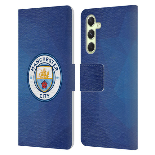 Manchester City Man City FC Badge Geometric Obsidian Full Colour Leather Book Wallet Case Cover For Samsung Galaxy A54 5G