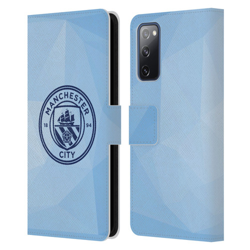 Manchester City Man City FC Badge Geometric Blue Obsidian Mono Leather Book Wallet Case Cover For Samsung Galaxy S20 FE / 5G