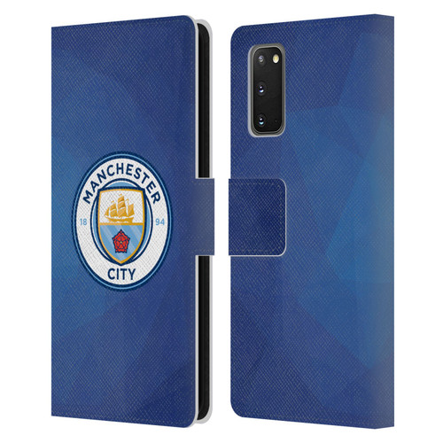 Manchester City Man City FC Badge Geometric Obsidian Full Colour Leather Book Wallet Case Cover For Samsung Galaxy S20 / S20 5G