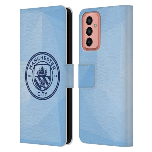 Manchester City Man City FC Badge Geometric Blue Obsidian Mono Leather Book Wallet Case Cover For Samsung Galaxy M13 (2022)