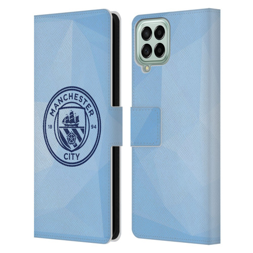 Manchester City Man City FC Badge Geometric Blue Obsidian Mono Leather Book Wallet Case Cover For Samsung Galaxy M33 (2022)