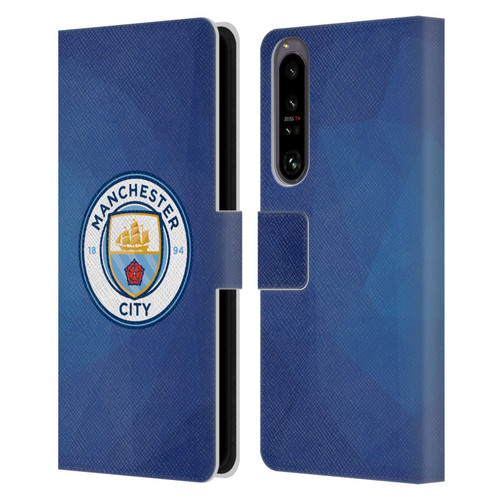 Manchester City Man City FC Badge Geometric Obsidian Full Colour Leather Book Wallet Case Cover For Sony Xperia 1 IV
