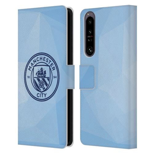 Manchester City Man City FC Badge Geometric Blue Obsidian Mono Leather Book Wallet Case Cover For Sony Xperia 1 IV