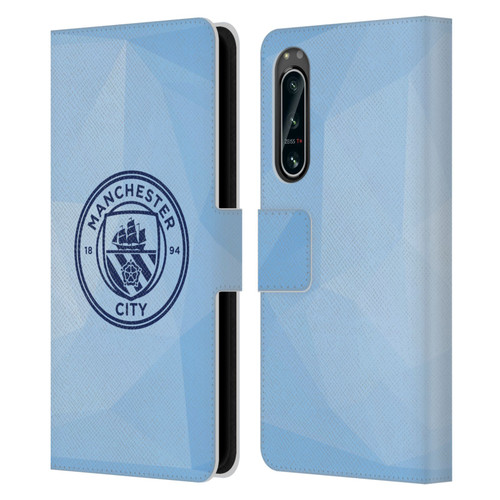 Manchester City Man City FC Badge Geometric Blue Obsidian Mono Leather Book Wallet Case Cover For Sony Xperia 5 IV