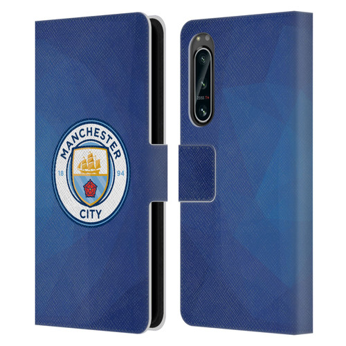 Manchester City Man City FC Badge Geometric Obsidian Full Colour Leather Book Wallet Case Cover For Sony Xperia 5 IV