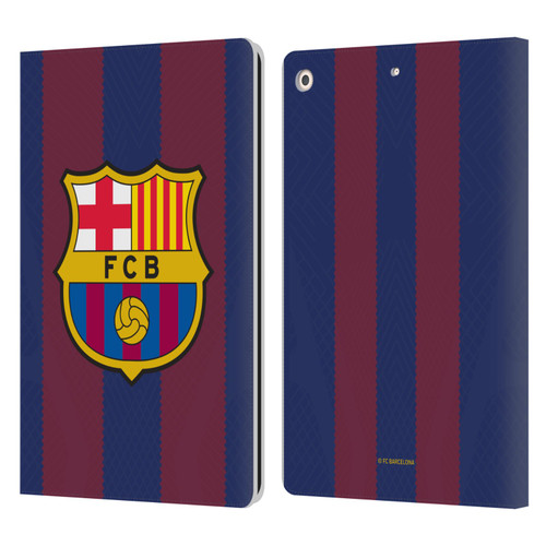 FC Barcelona 2023/24 Crest Kit Home Leather Book Wallet Case Cover For Apple iPad 10.2 2019/2020/2021
