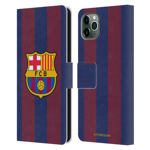 FC Barcelona 2023/24 Crest Kit Home Leather Book Wallet Case Cover For Apple iPhone 11 Pro Max