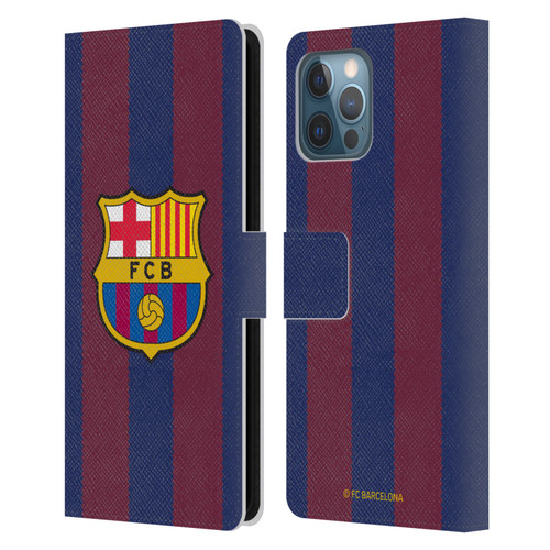 FC Barcelona 2023/24 Crest Kit Home Leather Book Wallet Case Cover For Apple iPhone 12 Pro Max