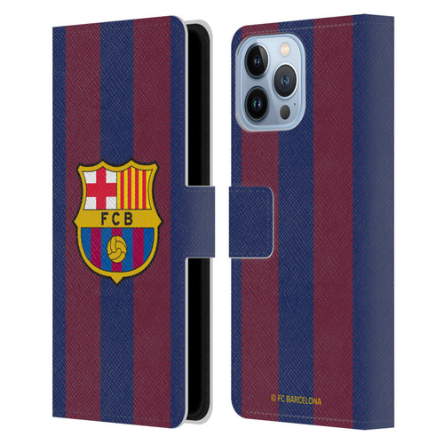 FC Barcelona 2023/24 Crest Kit Home Leather Book Wallet Case Cover For Apple iPhone 13 Pro Max