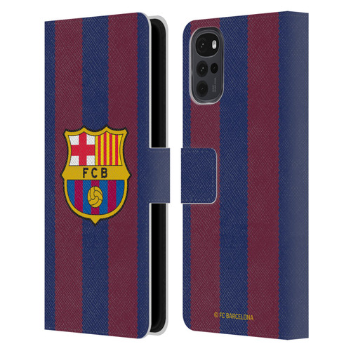 FC Barcelona 2023/24 Crest Kit Home Leather Book Wallet Case Cover For Motorola Moto G22