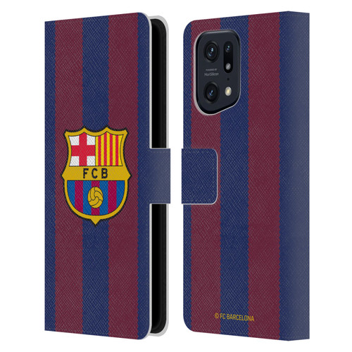 FC Barcelona 2023/24 Crest Kit Home Leather Book Wallet Case Cover For OPPO Find X5 Pro