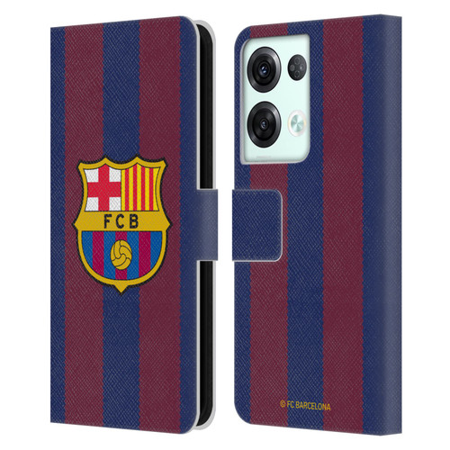 FC Barcelona 2023/24 Crest Kit Home Leather Book Wallet Case Cover For OPPO Reno8 Pro