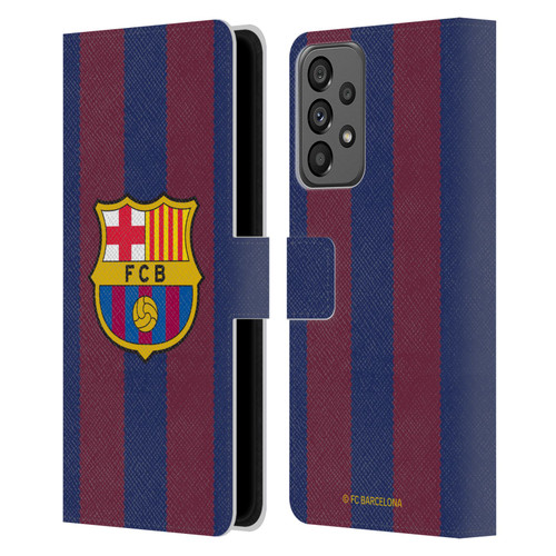 FC Barcelona 2023/24 Crest Kit Home Leather Book Wallet Case Cover For Samsung Galaxy A73 5G (2022)