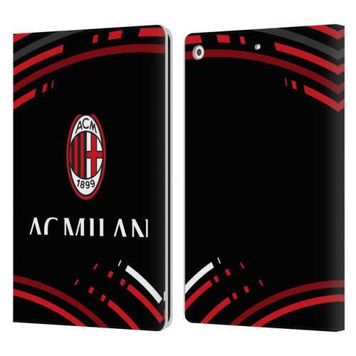 AC Milan Crest Patterns Curved Leather Book Wallet Case Cover For Apple iPad 10.2 2019/2020/2021