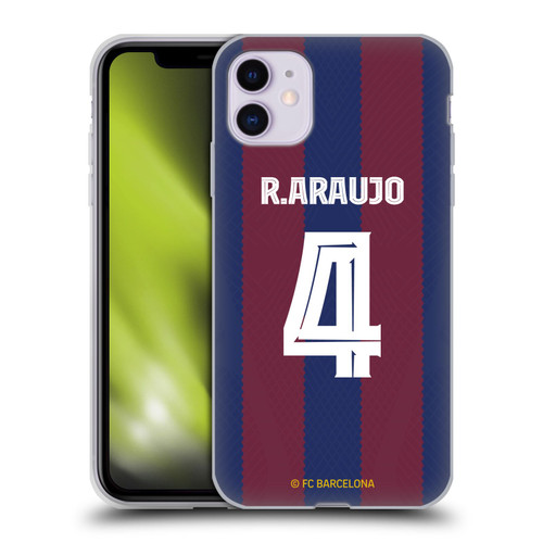FC Barcelona 2023/24 Players Home Kit Ronald Araújo Soft Gel Case for Apple iPhone 11