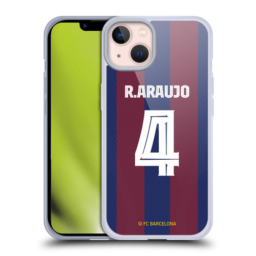 FC Barcelona 2023/24 Players Home Kit Ronald Araújo Soft Gel Case for Apple iPhone 13