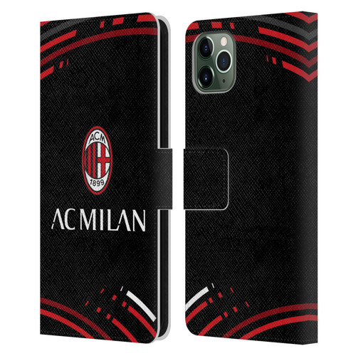 AC Milan Crest Patterns Curved Leather Book Wallet Case Cover For Apple iPhone 11 Pro Max